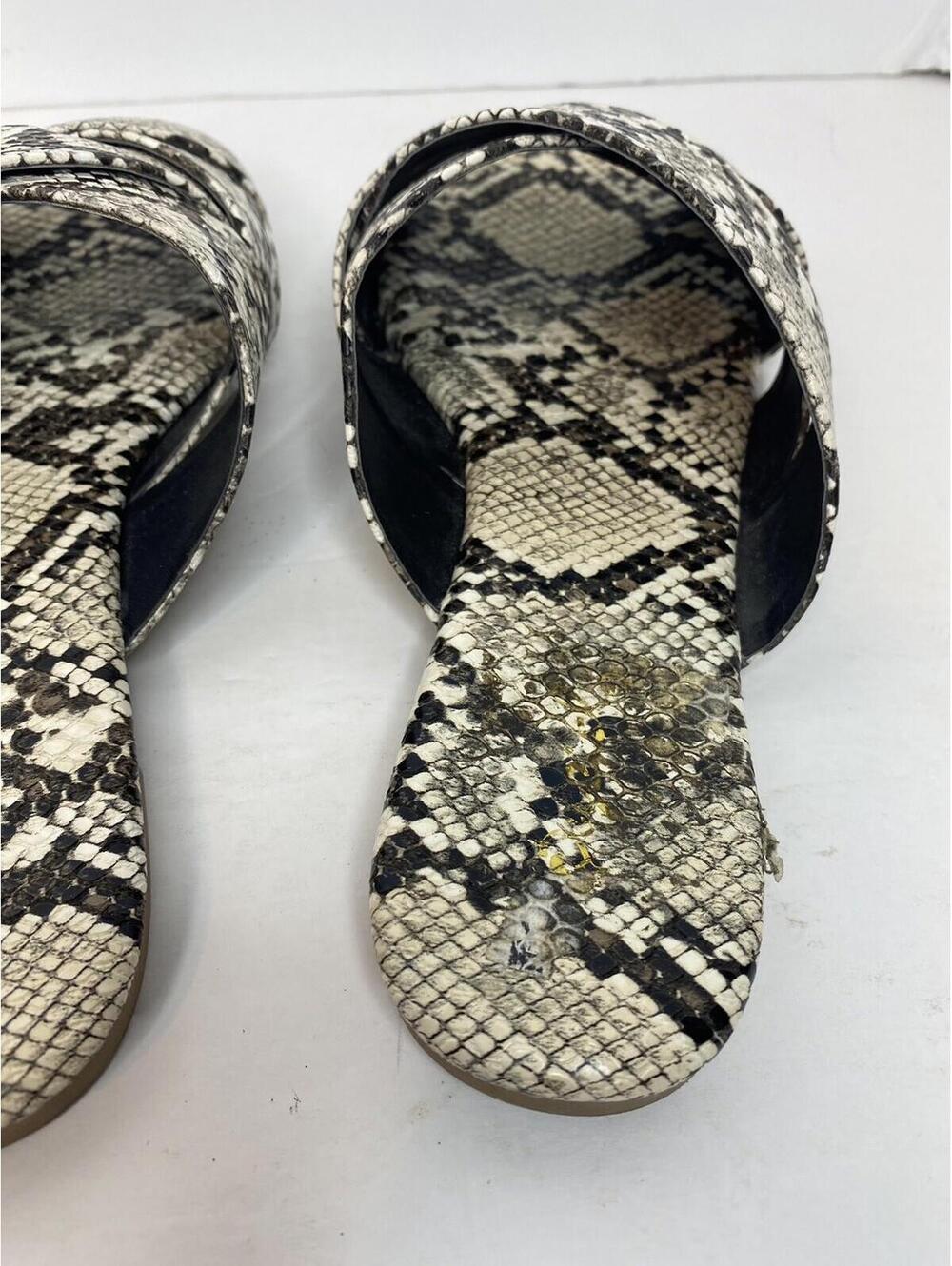 Qupid Black /brown /ivory Snake Print Faux Leather Slides Sandals, Size 7 - Picture 8 of 16